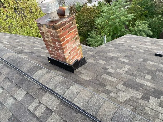 Chimeny flashing and new roof installation in Portland, OR