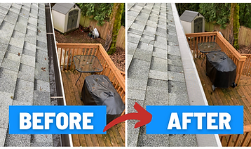 Gutter guard installation before and after picture in Scappoose, OR