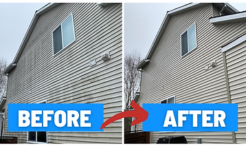 Two story home in Scappoose, OR siding soft wash before and after pictures
