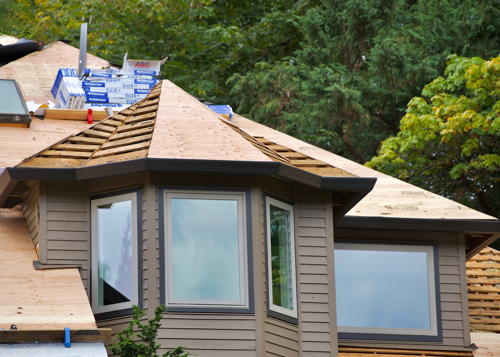 Roofing project on two-story home